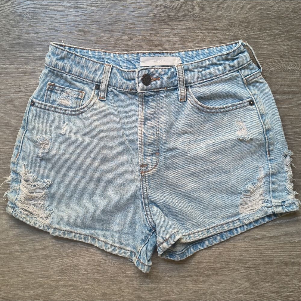 Hidden Distressed Denim Jean Shorts Women Shorts 29" Waist